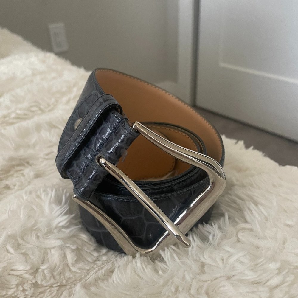 The Tailored Sportsman Navy Blue Snakeskin Belt